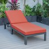 Leisuremod Chelsea Modern Outdoor Chaise Lounge Chair With Orange Cushions CLBL-77OR